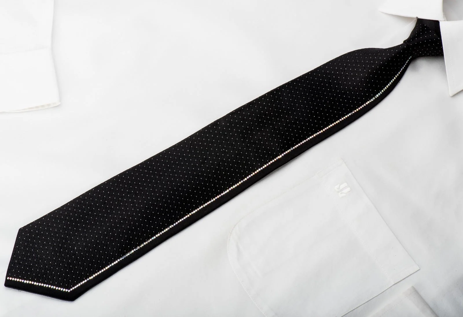 Aquascutum Black Rhinestone Silk Tie With Sparkles - Image 4