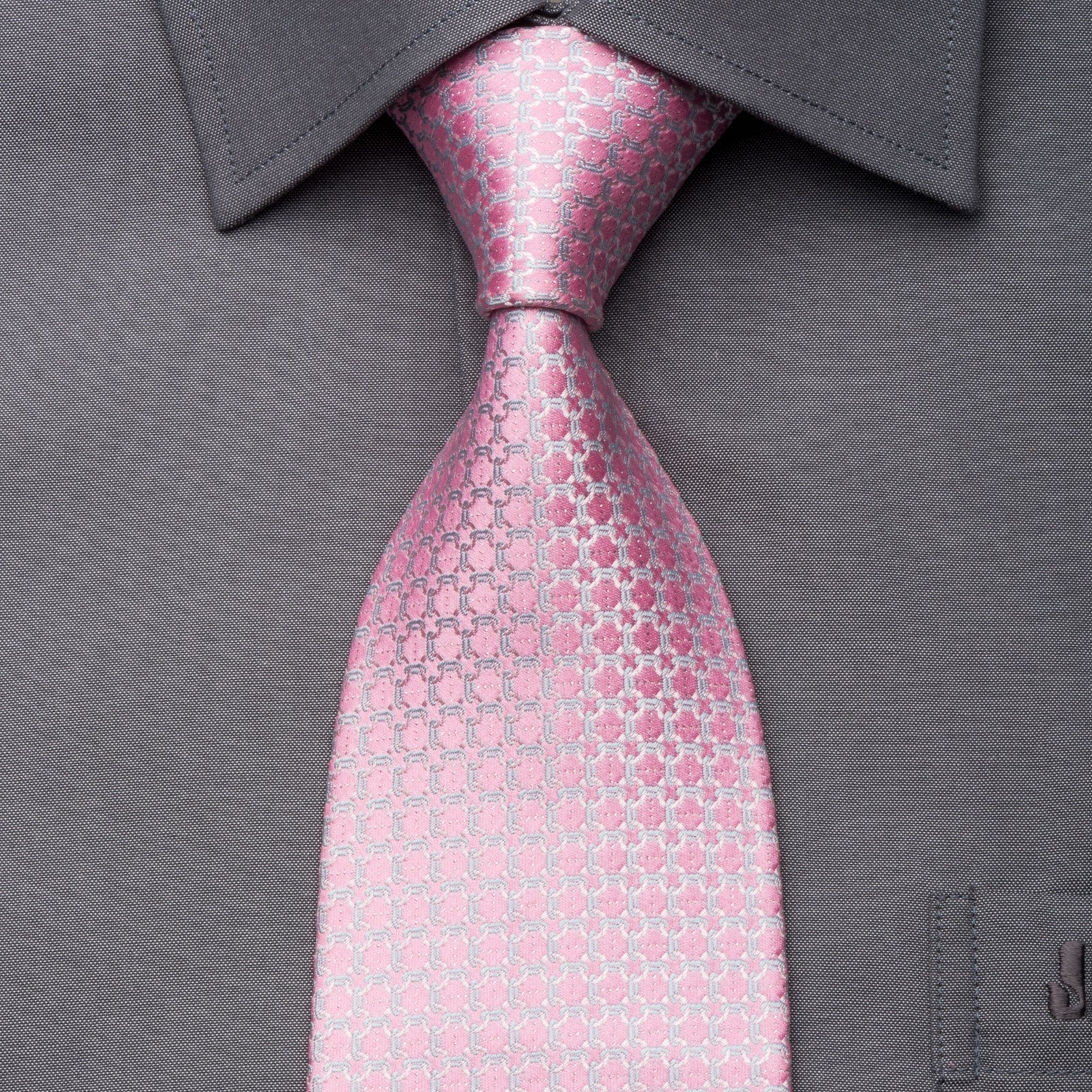 Aquascutum Men's Silk Tie Interlocking Chains On Pink With Silver Sparkles