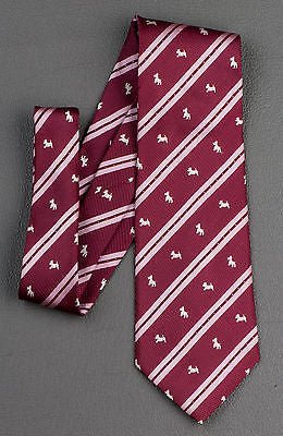 Aquascutum Silk Neck Tie Scotty Dogs On Brown With Beige Stripes 3 3/4 Inch - Image 2