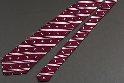Aquascutum Silk Neck Tie Scotty Dogs On Brown With Beige Stripes 3 3/4 Inch - Image 4