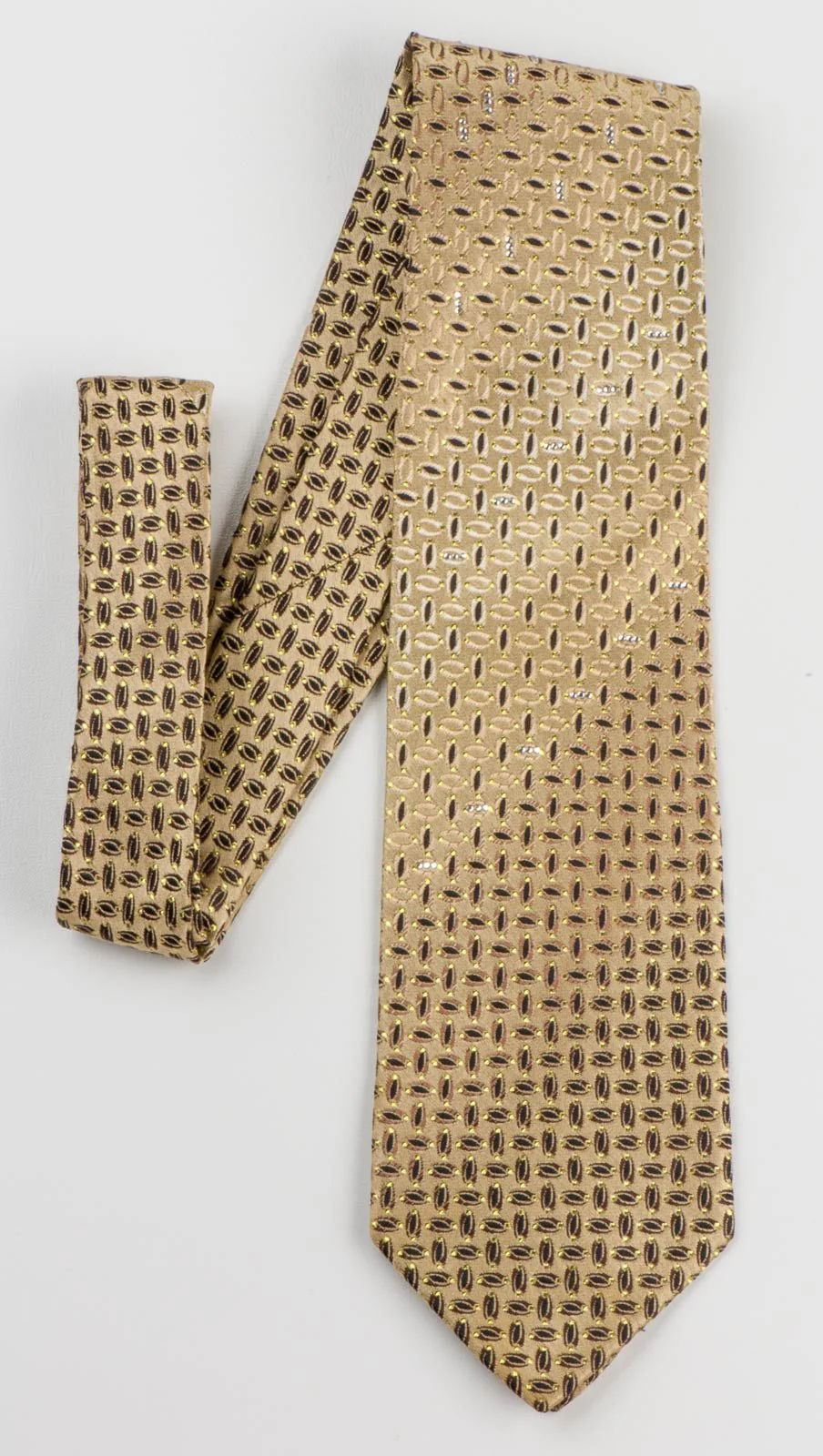 Austin Reed Men's Rhinestone Tie Ovals On Gold Silk With Yellow Sparkles - Image 3