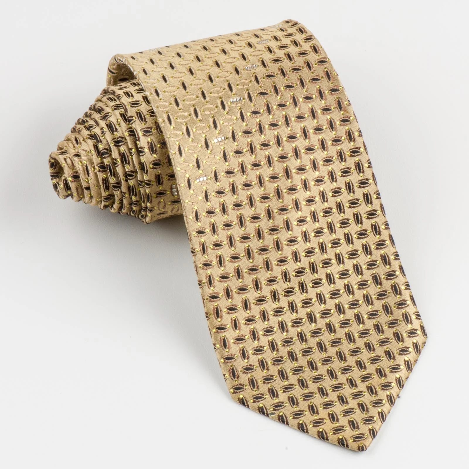 Austin Reed Men's Rhinestone Tie Ovals On Gold Silk With Yellow Sparkles - Image 5