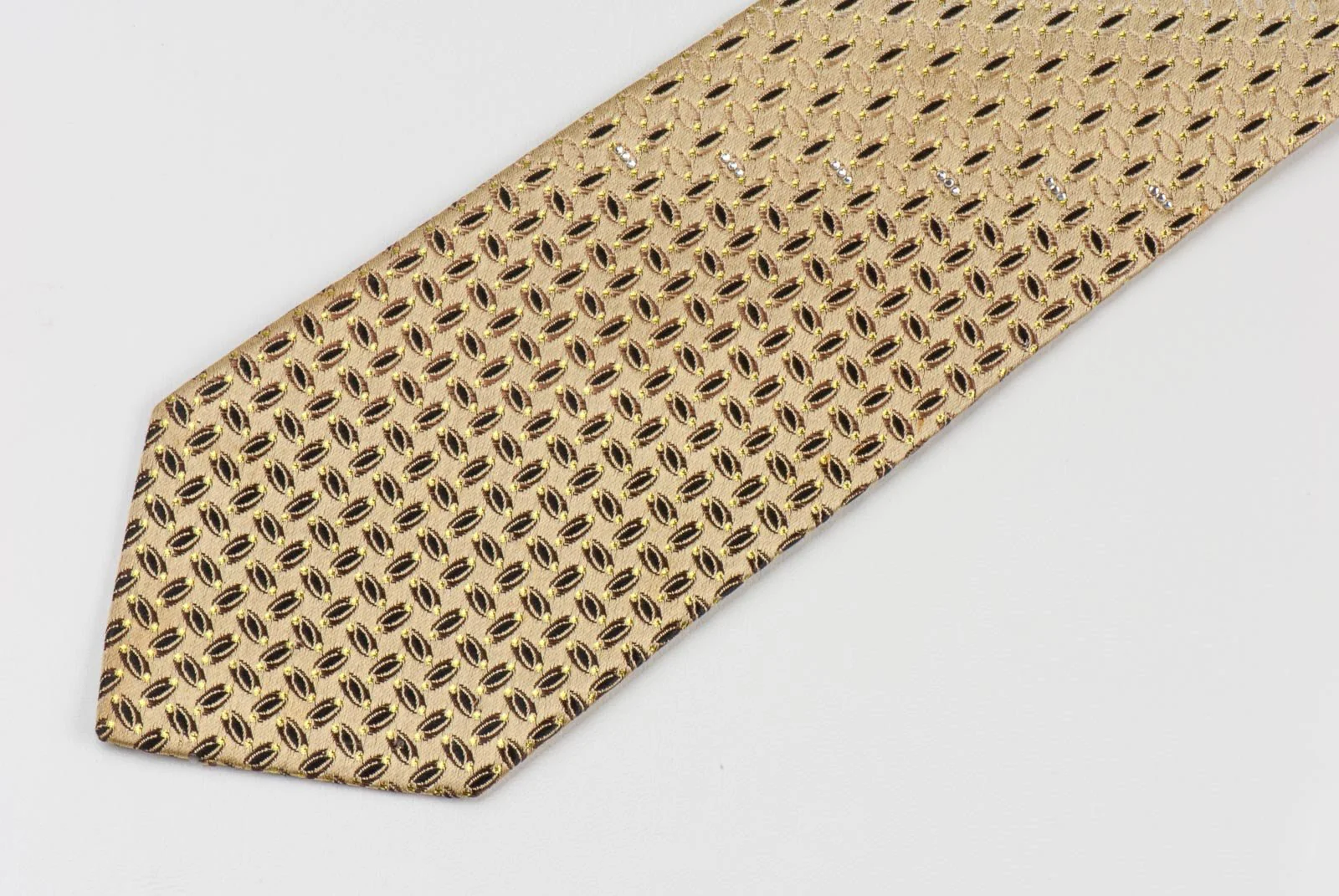 Austin Reed Men's Rhinestone Tie Ovals On Gold Silk With Yellow Sparkles - Image 6