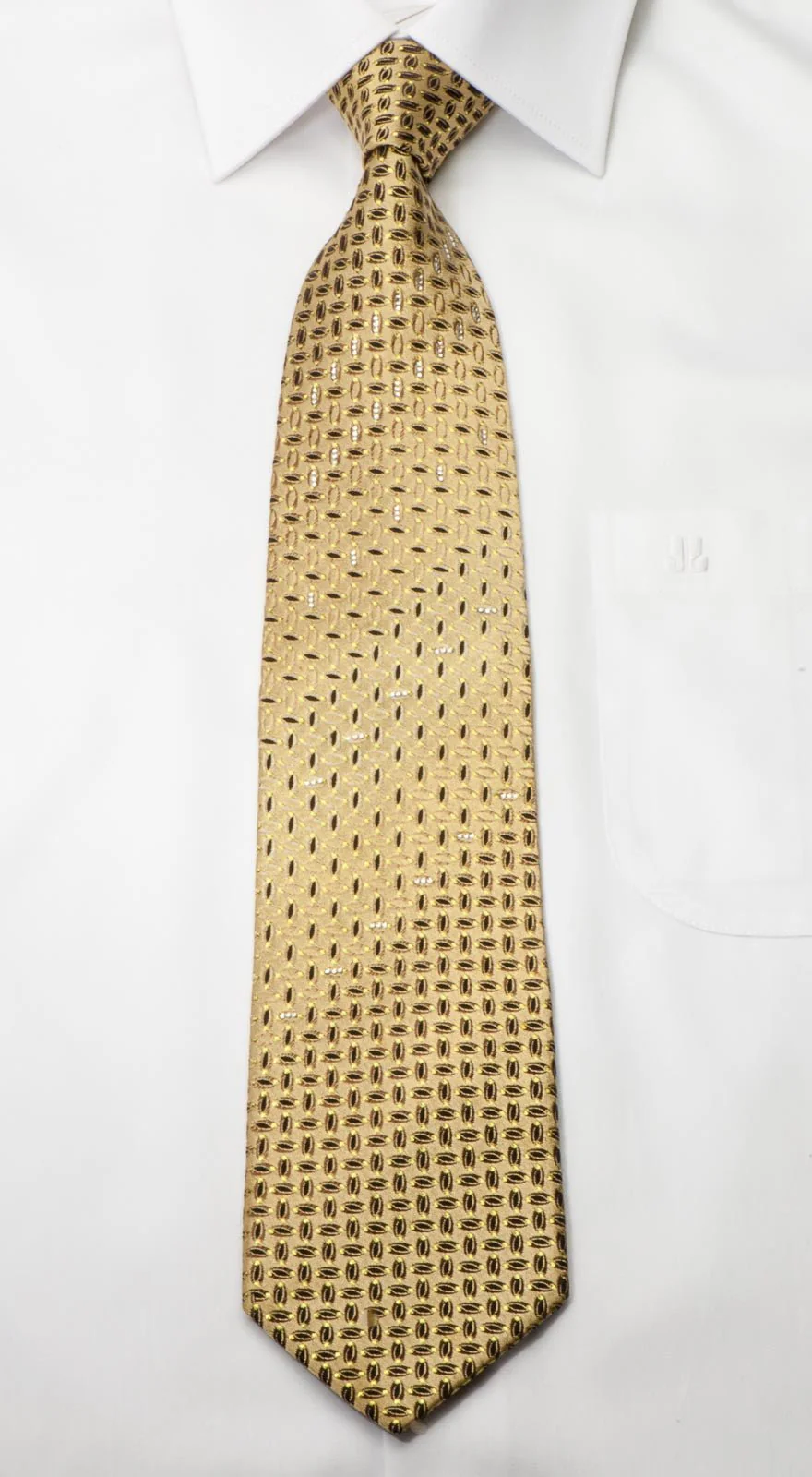Austin Reed Men's Rhinestone Tie Ovals On Gold Silk With Yellow Sparkles - Image 7