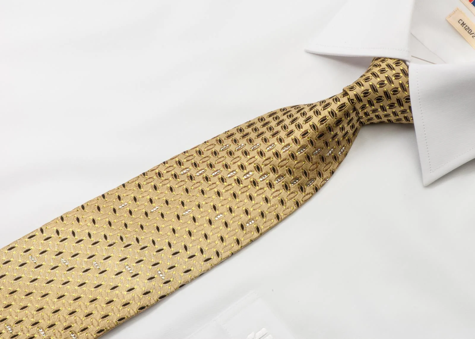 Austin Reed Men's Rhinestone Tie Ovals On Gold Silk With Yellow Sparkles - Image 9