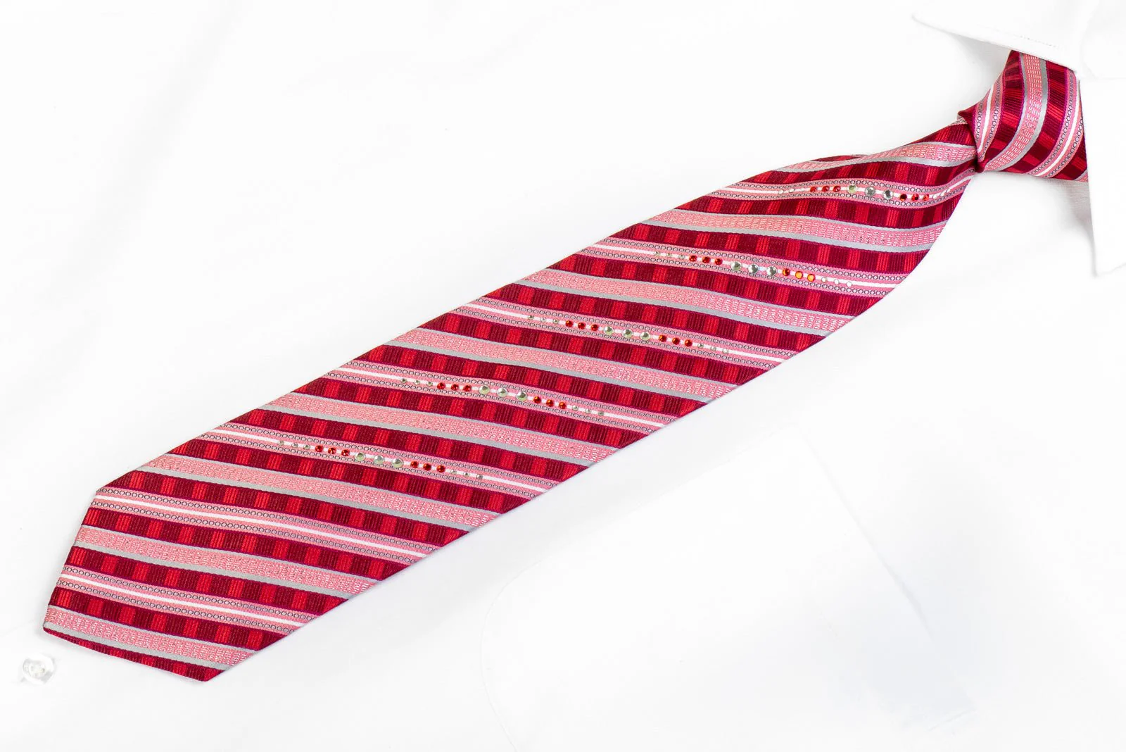 Avolio Rhinestone Necktie Stripes On Burgundy - Image 3
