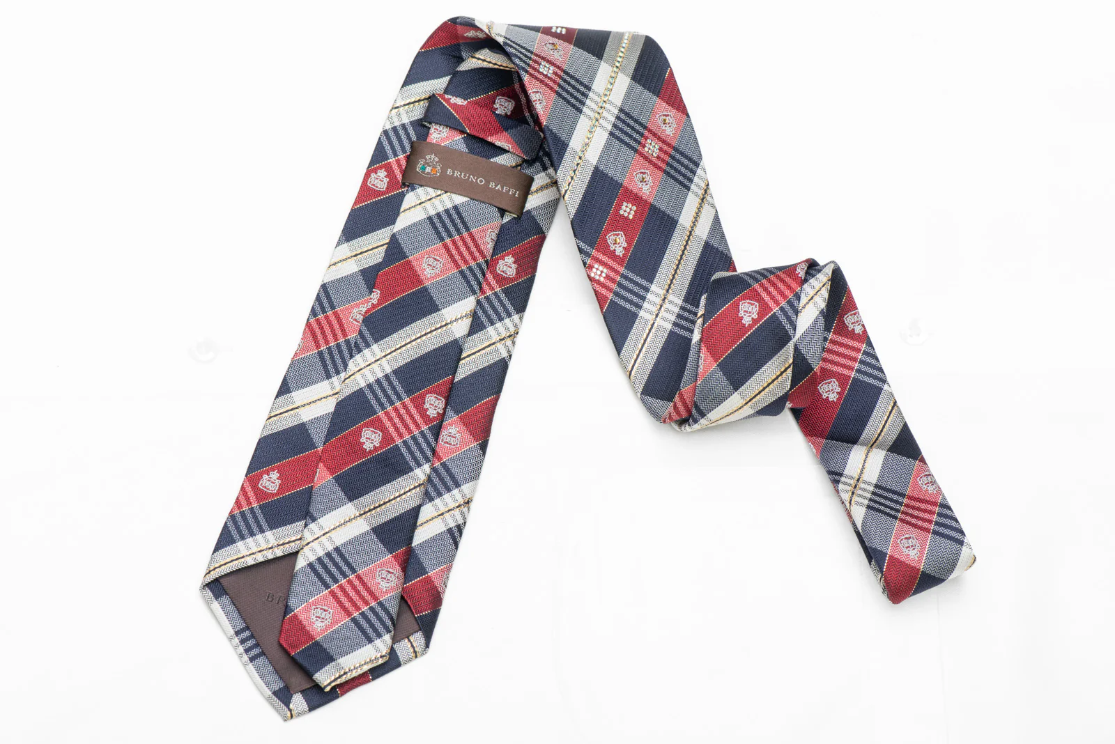 Blue Red Silver Plaid Rhinestone Necktie With Silver Sparkles - Image 4
