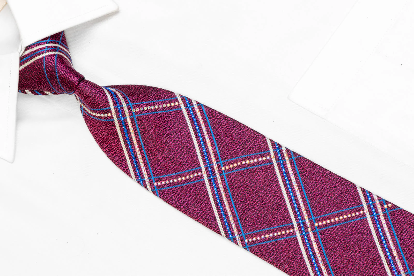 Blue Silver Striped On Purple Rhinestone Necktie - Image 2