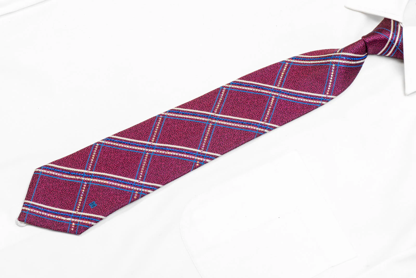 Blue Silver Striped On Purple Rhinestone Necktie - Image 3