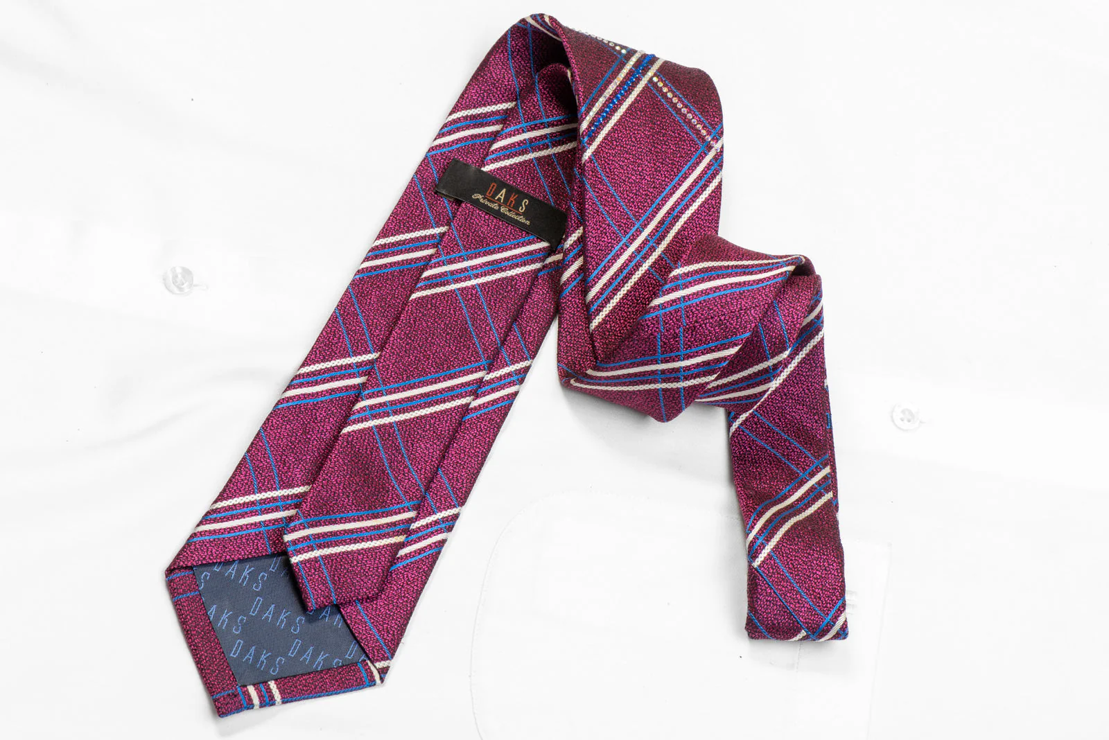 Blue Silver Striped On Purple Rhinestone Necktie - Image 4