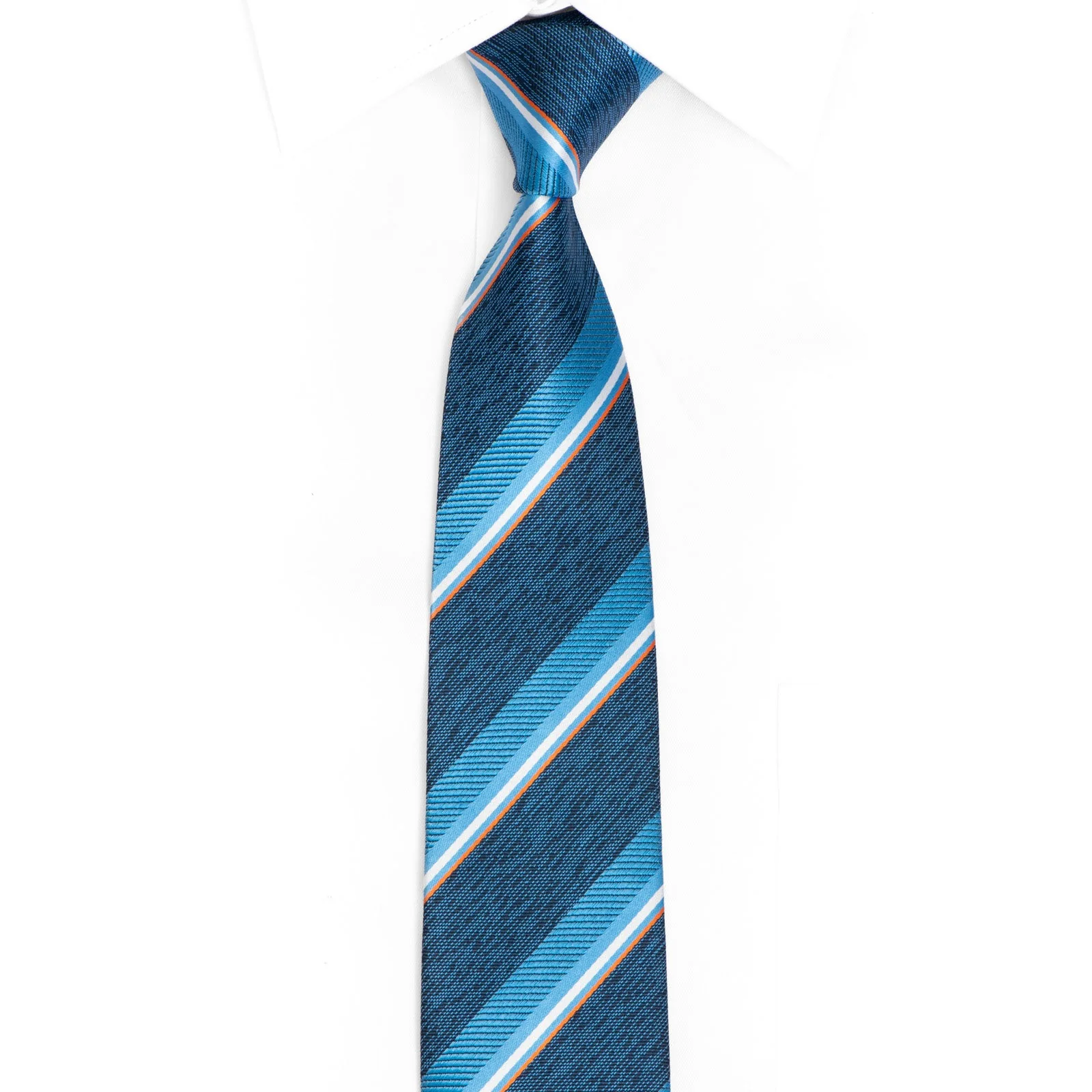 Blue Striped Mens Silk Skinny Tie