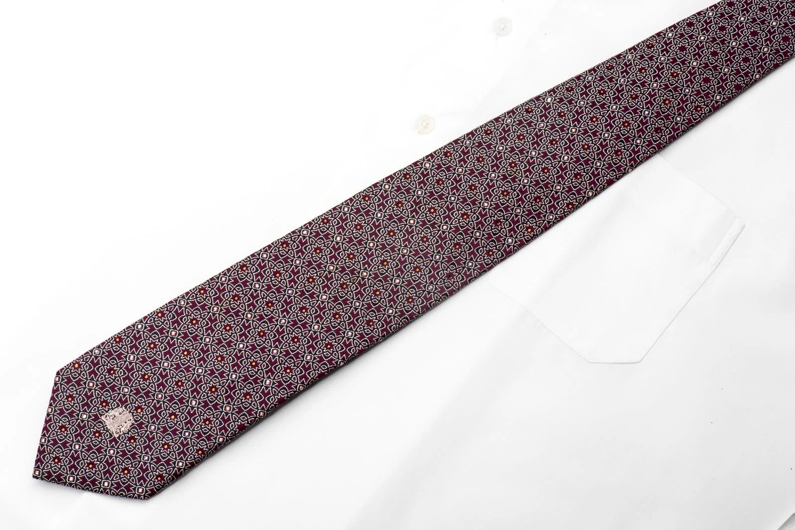 Cabrini Men's Crystal Tie Arabesque On Burgundy Sparkling With Rhinestones - Image 4