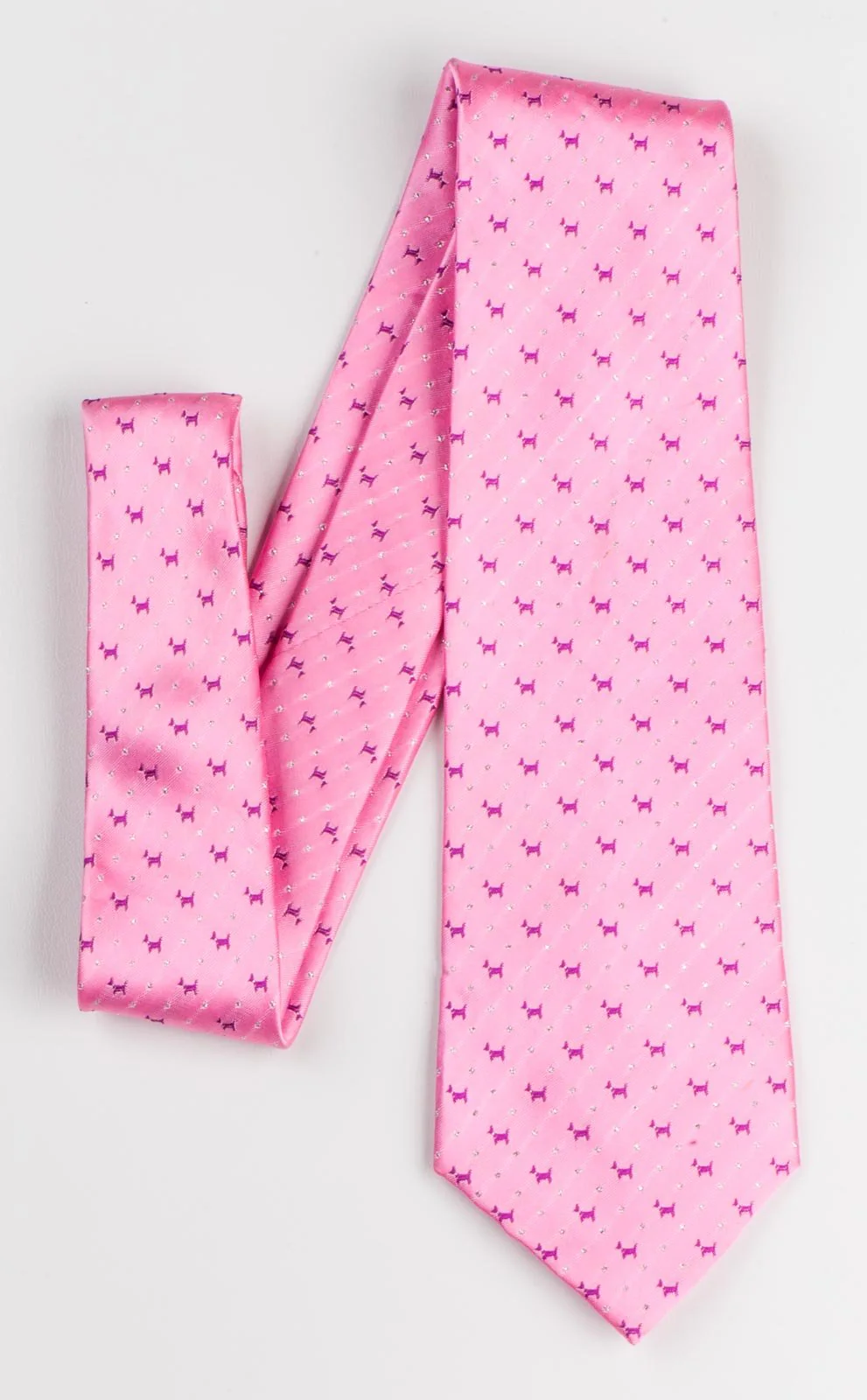 Christian Stephanus Silk Neck Tie Scotty Dogs On Pink 3 1/4 Inch - Image 6