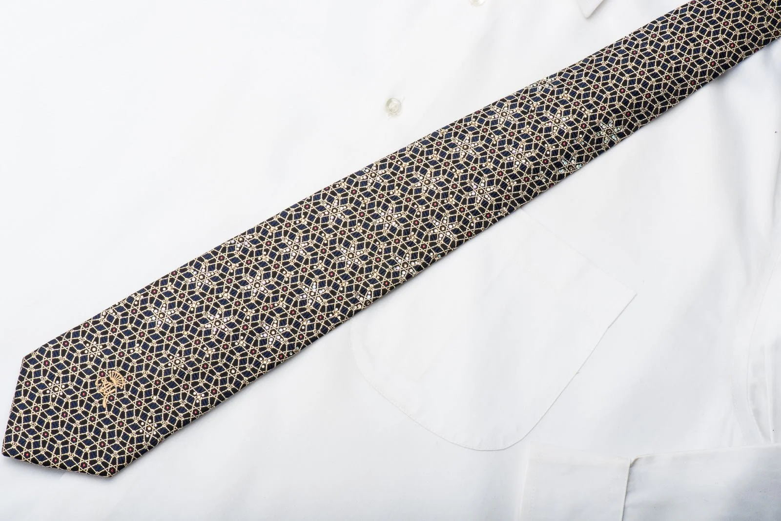 Countess Mara Men's Rhinestone Tie Golden Trellis On Black With Gold Sparkles - Image 4