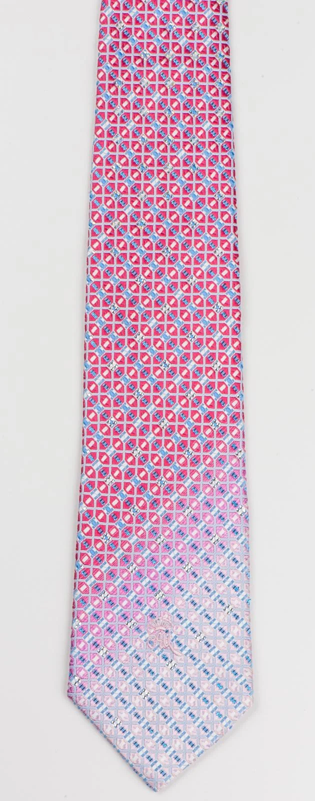 Countess Mara Silk Necktie Interlocking Trellis Blue Sparkles & Rhinestones - Image 7