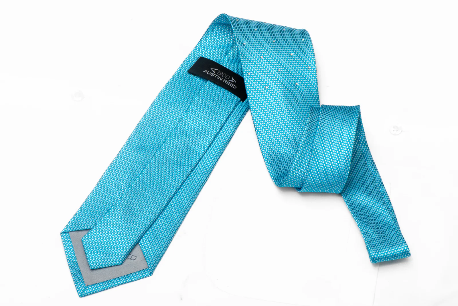 Crystal Rhinestones On Bright Blue Mens Silk Tie - Image 3