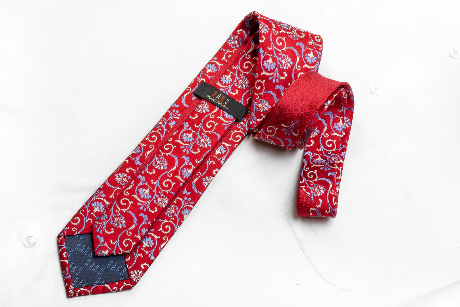 Daks Men's Crystal Rhinestone Necktie Anthemion Scrolls On Red With Sparkles - Image 5