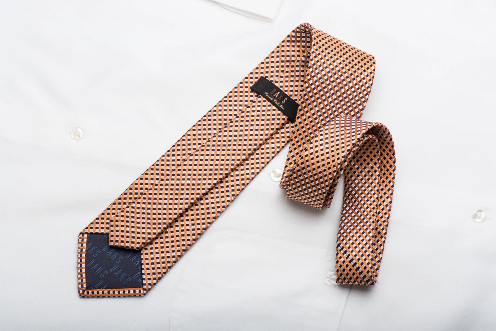 Orange Blue Striped Checker Rhinestone Tie With Silver Sparkles - Image 4