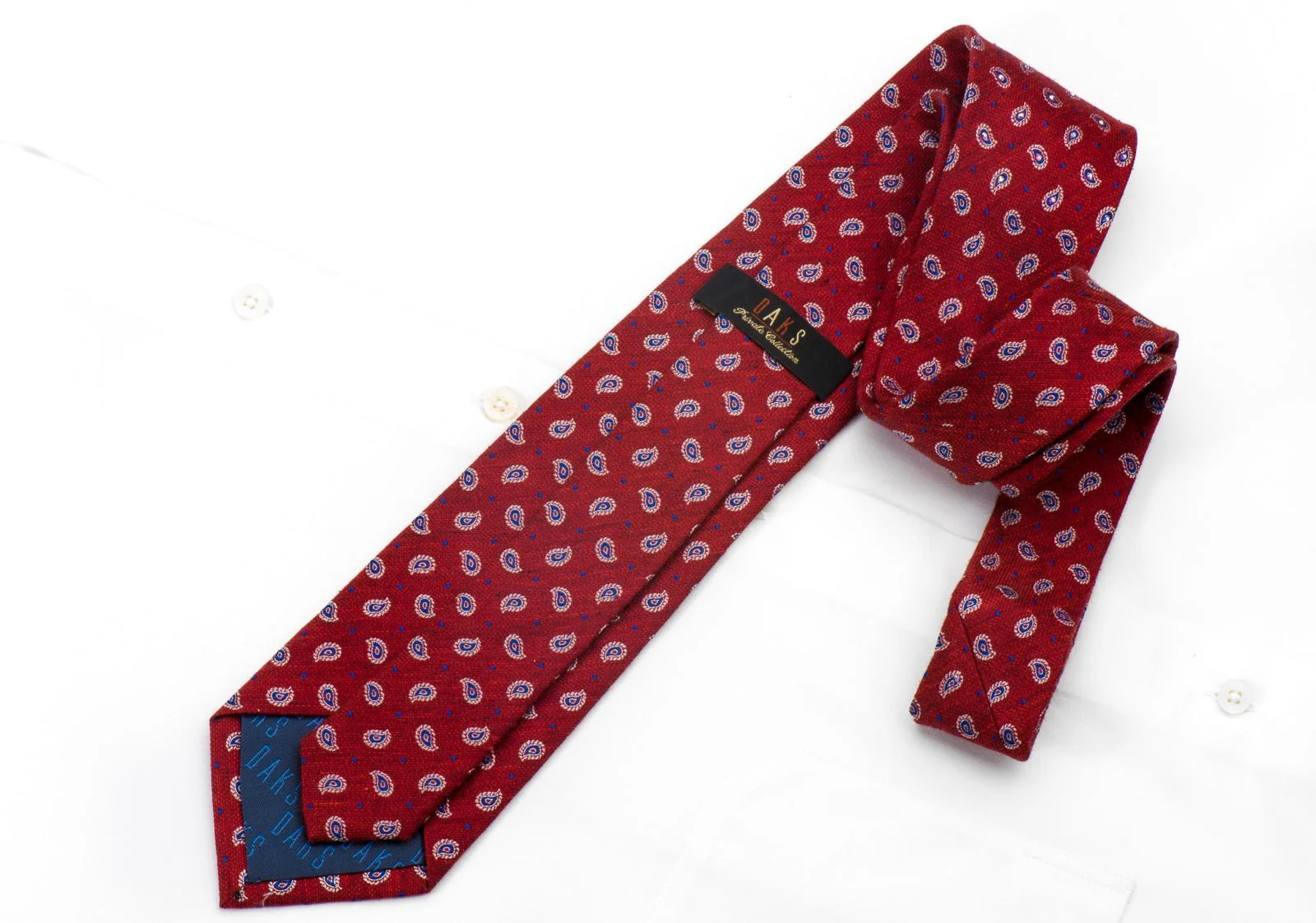 Daks Men's Silk Necktie Paisley On Burgundy Sparkling With Rhinestones - Image 5
