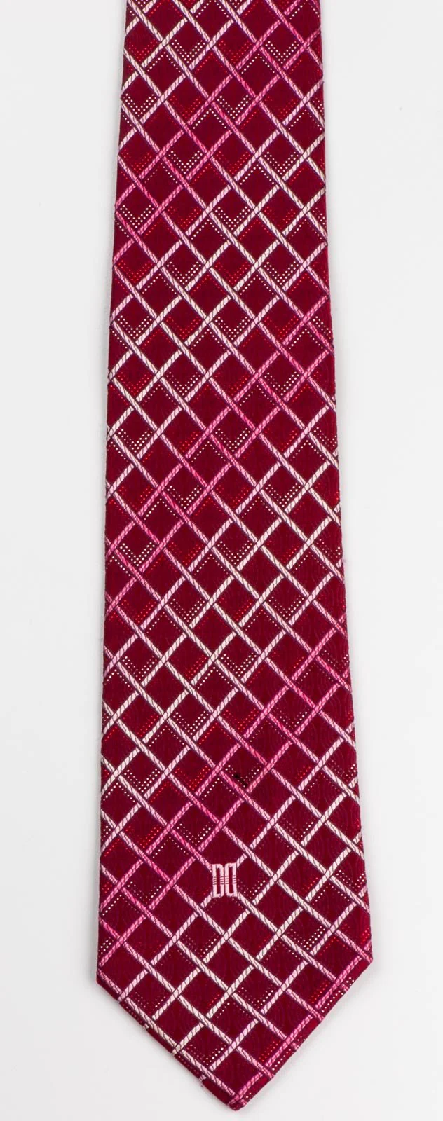 Daks Woven Silk Neck Tie Checks On Burgundy With Silver Sparkles 3 1/2 Inch - Image 6