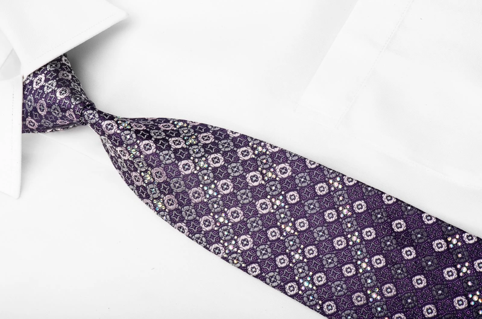 Daniel Hechter Crystal Necktie Medallions On Purple Silk With Purple Sparkles - Image 2