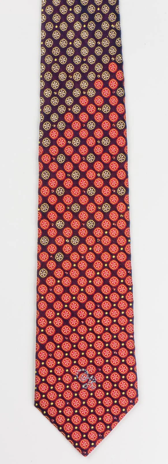 Daniel Hechter Necktie Floral On Burgundy Silk With Silver Sparkles & Rhinestones - Image 3