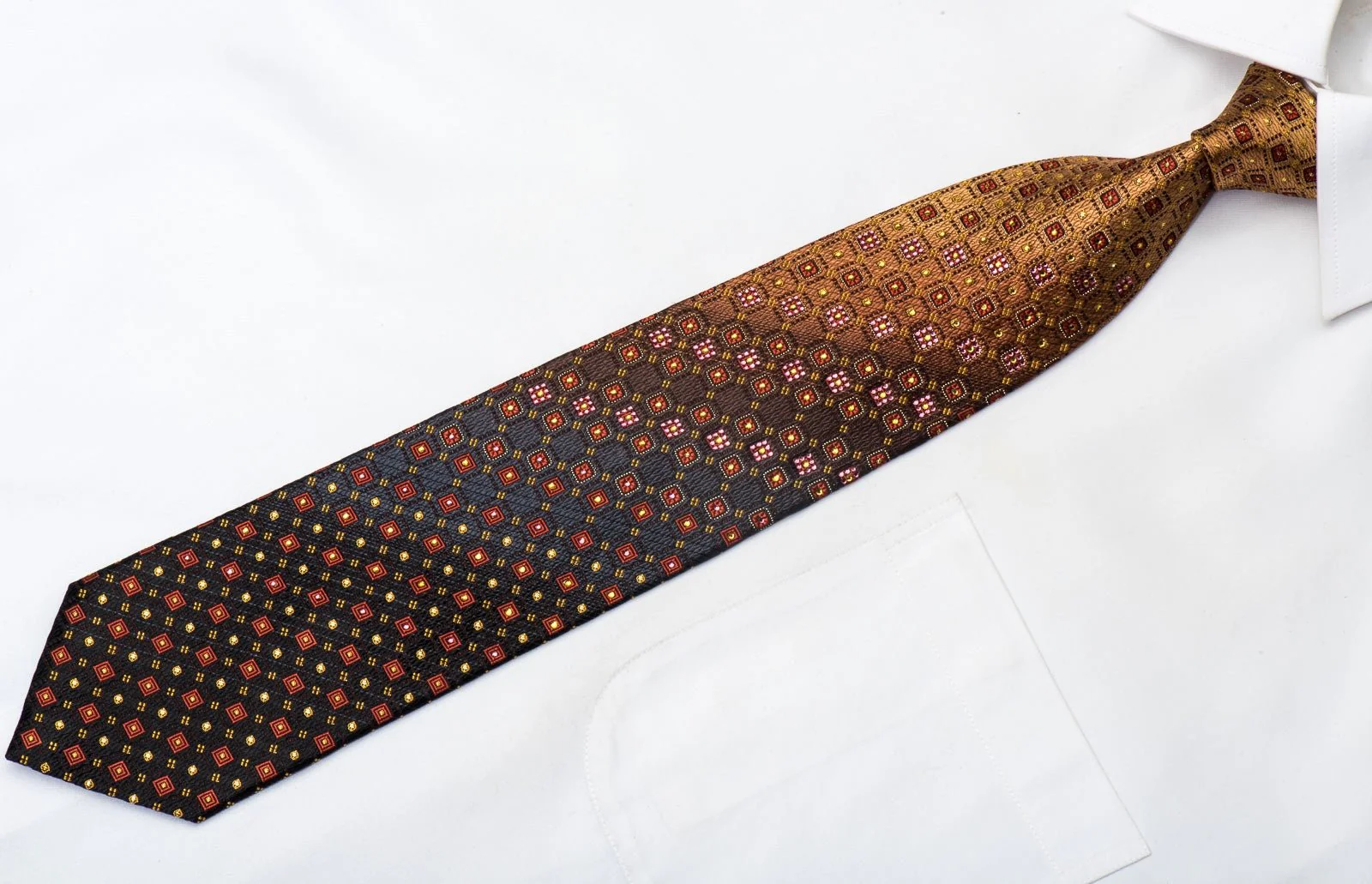 Daniel Hechter Rhinestone Necktie Geometric On Brown With Sparkles - Image 2