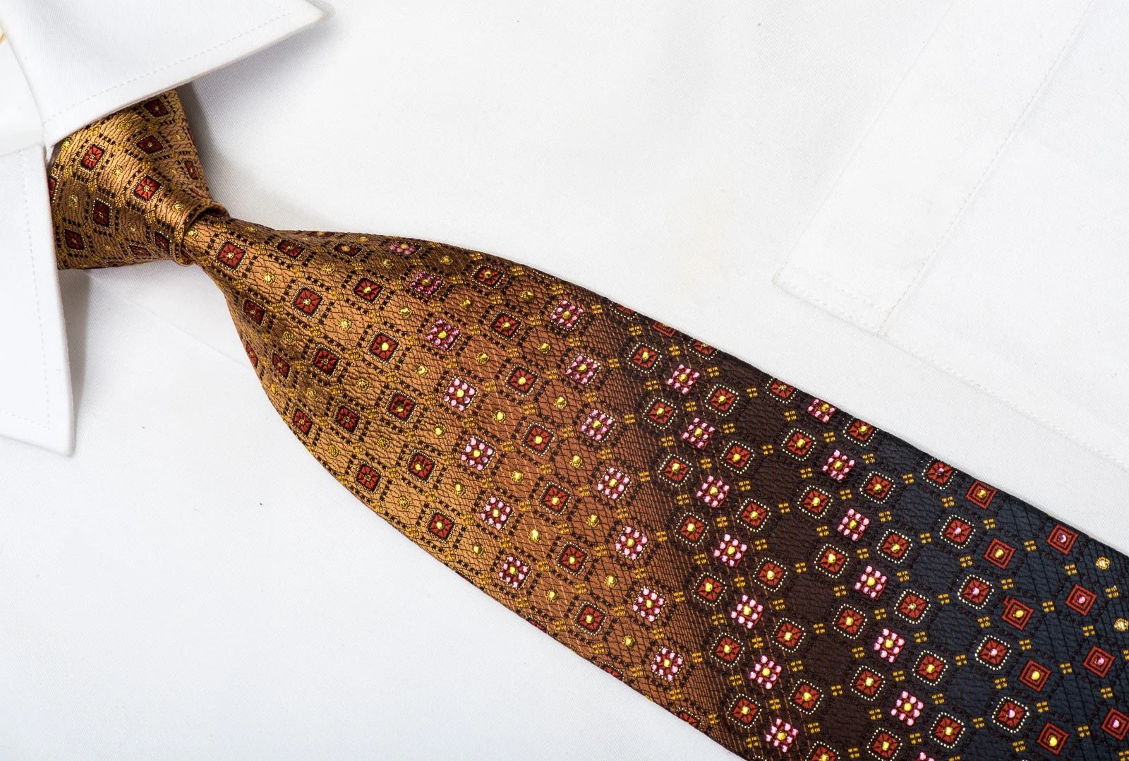 Daniel Hechter Rhinestone Necktie Geometric On Brown With Sparkles - Image 3