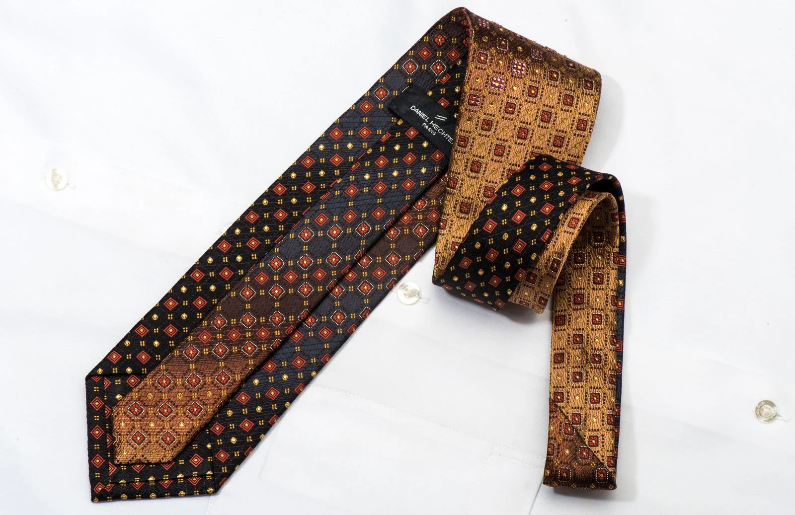 Daniel Hechter Rhinestone Necktie Geometric On Brown With Sparkles - Image 4
