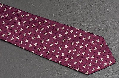 Daniel Hechter Silk Neck Tie Beige Scotty Dogs On Brown Classic 3 3/4 Inch - Image 5