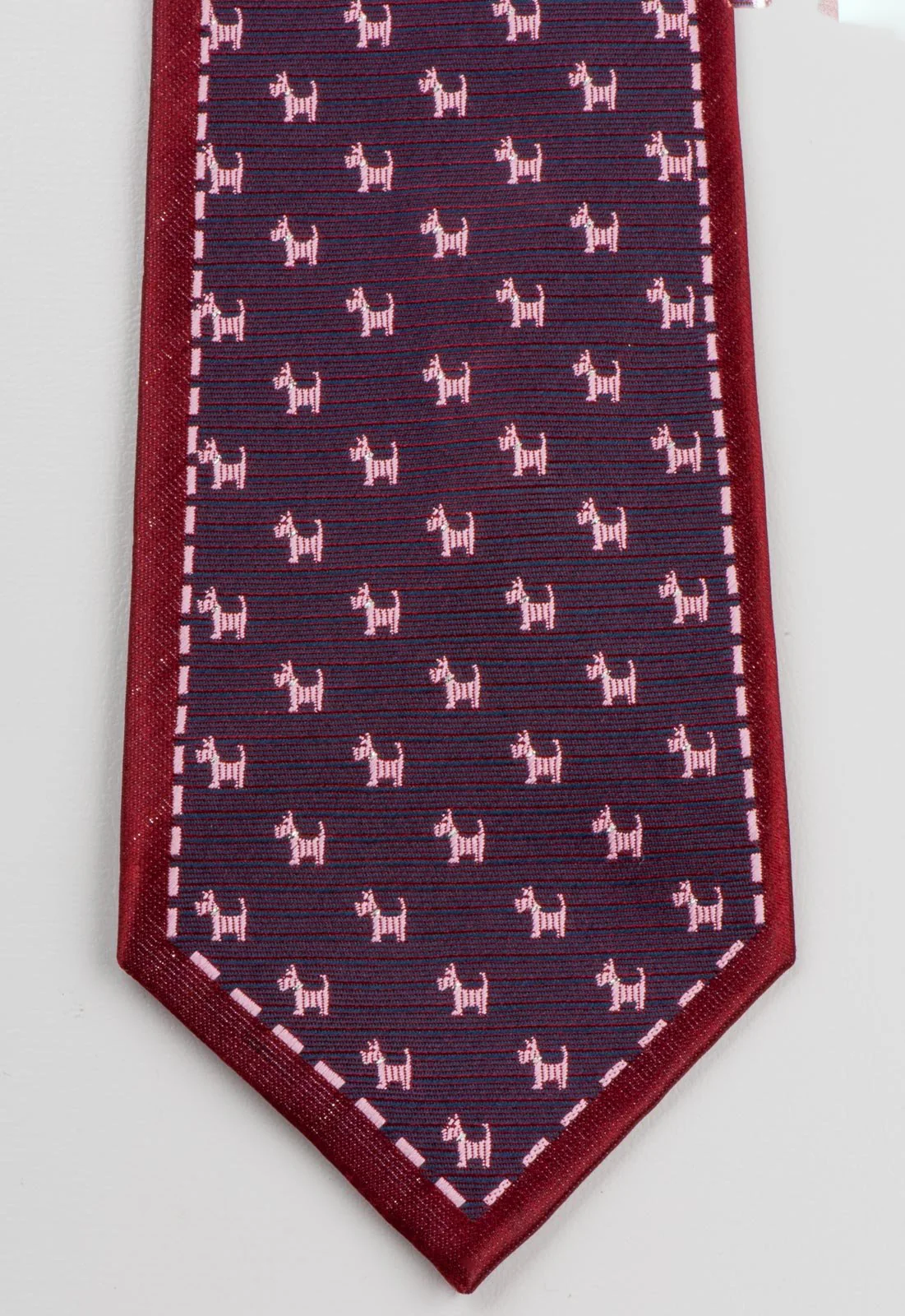 Daniel Men's Woven Silk Scotty Dog Neck Tie Scotties Dogs On Maroon With Solver Sparkles - Image 3