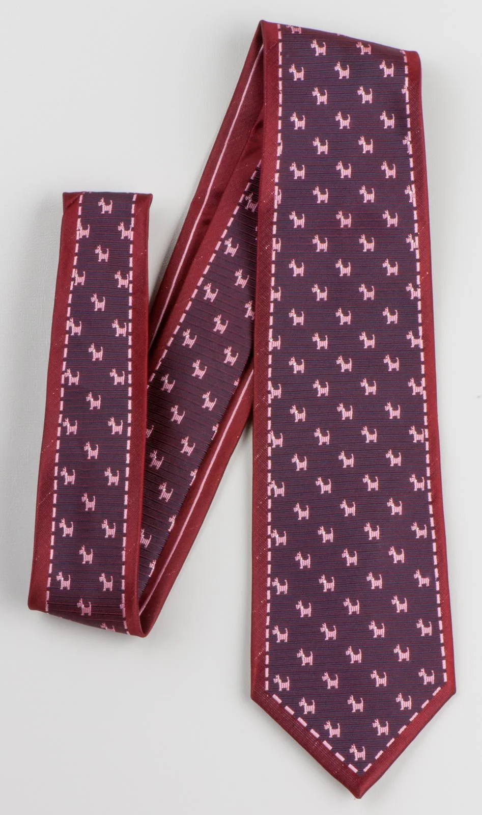Daniel Men's Woven Silk Scotty Dog Neck Tie Scotties Dogs On Maroon With Solver Sparkles - Image 4