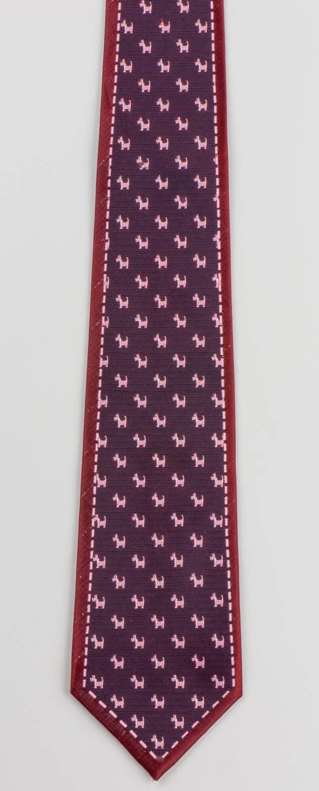 Daniel Men's Woven Silk Scotty Dog Neck Tie Scotties Dogs On Maroon With Solver Sparkles - Image 5