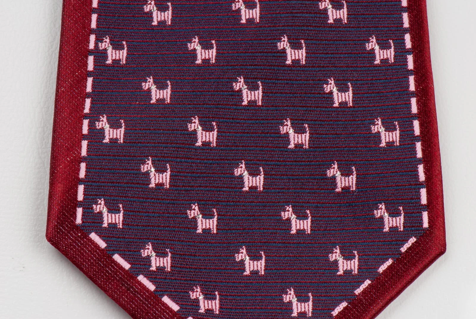 Daniel Men's Woven Silk Scotty Dog Neck Tie Scotties Dogs On Maroon With Solver Sparkles - Image 6
