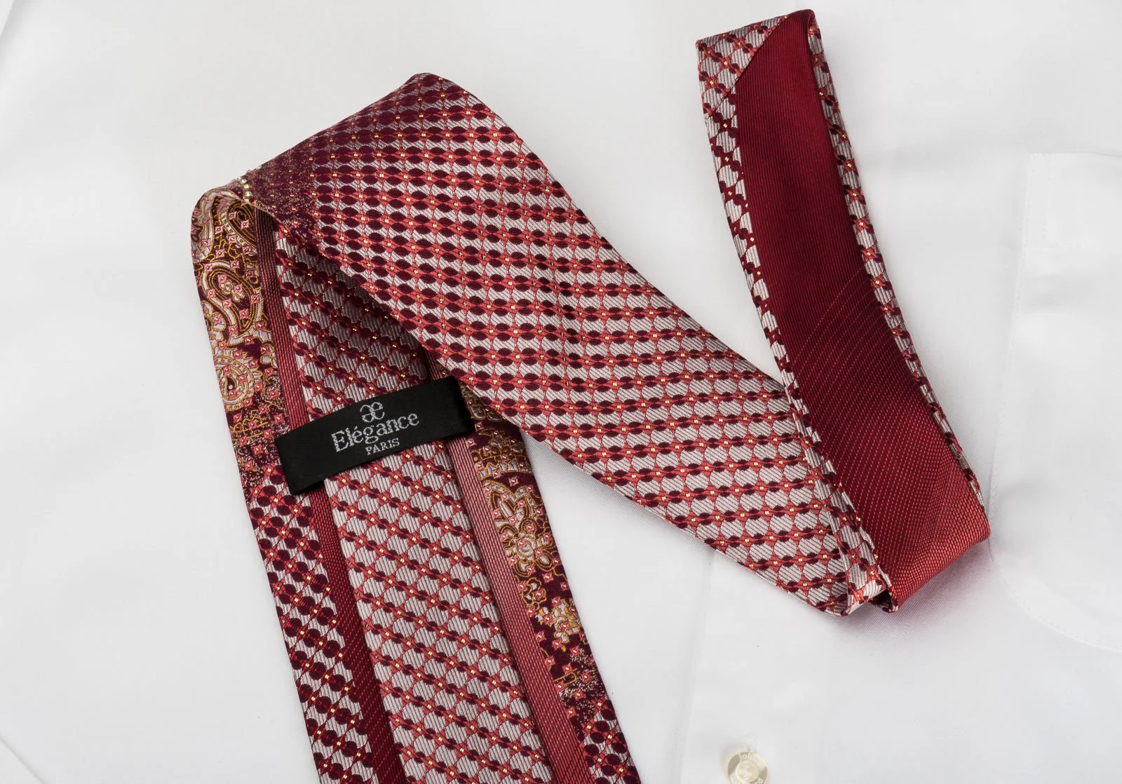Elegance Rhinestone Necktie Paisley On Burgundy With Silver Sparkles - Image 5