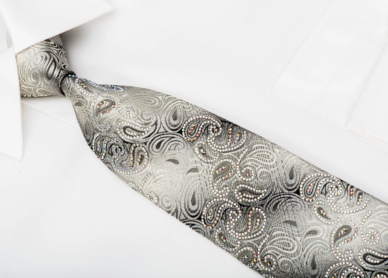 Elegance Rhinestone Necktie Paisley On Silver - Image 2