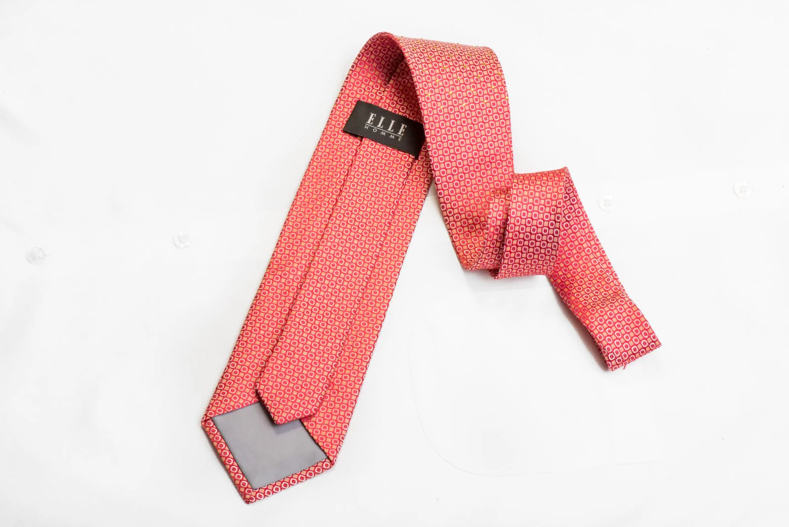Elle Homme Rhinestone Silk Tie Geometric On Red - Image 5