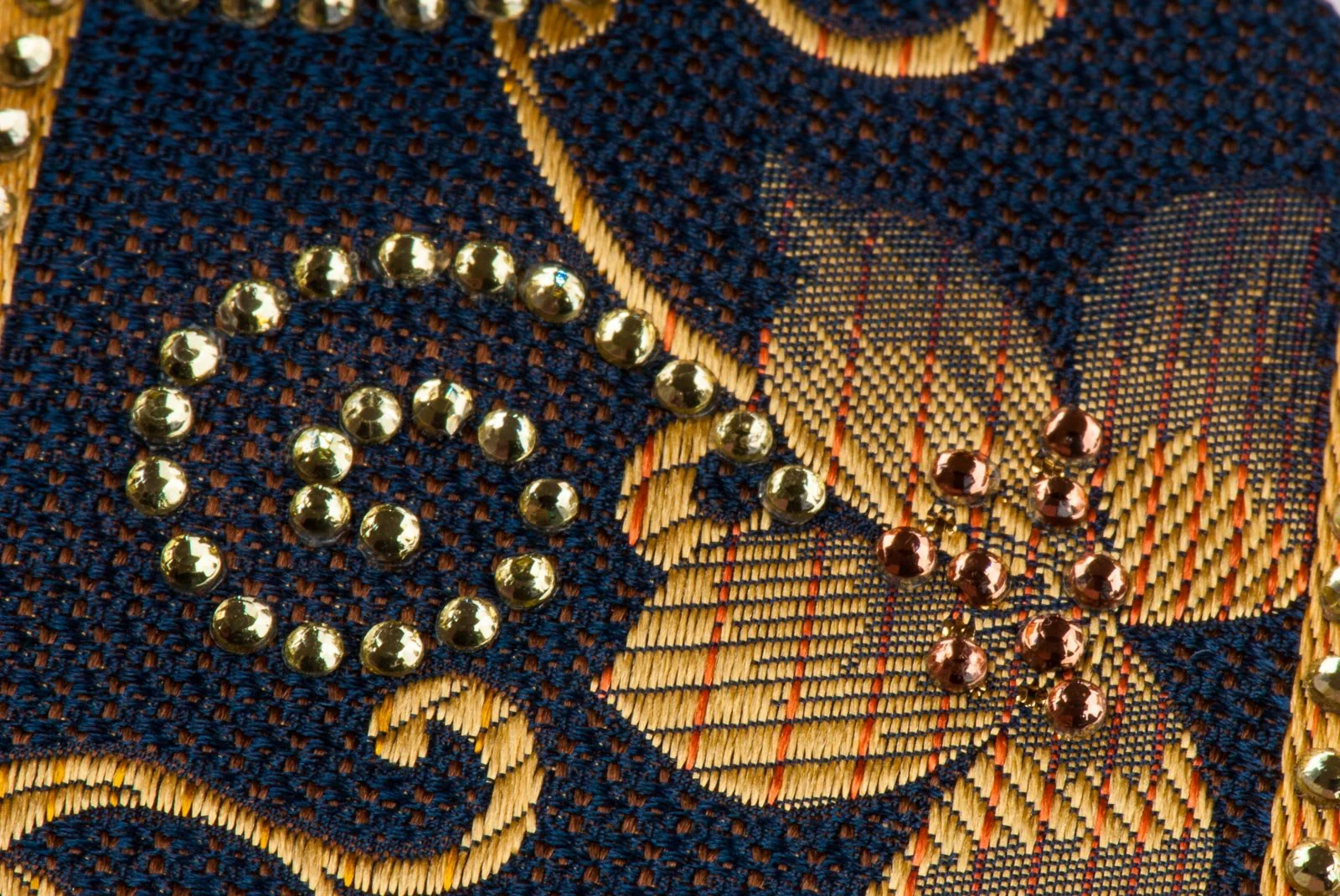 Elle Homme Silk Neck Tie Golden Yellow Floral Design On Brown With Rhinestones - Image 6