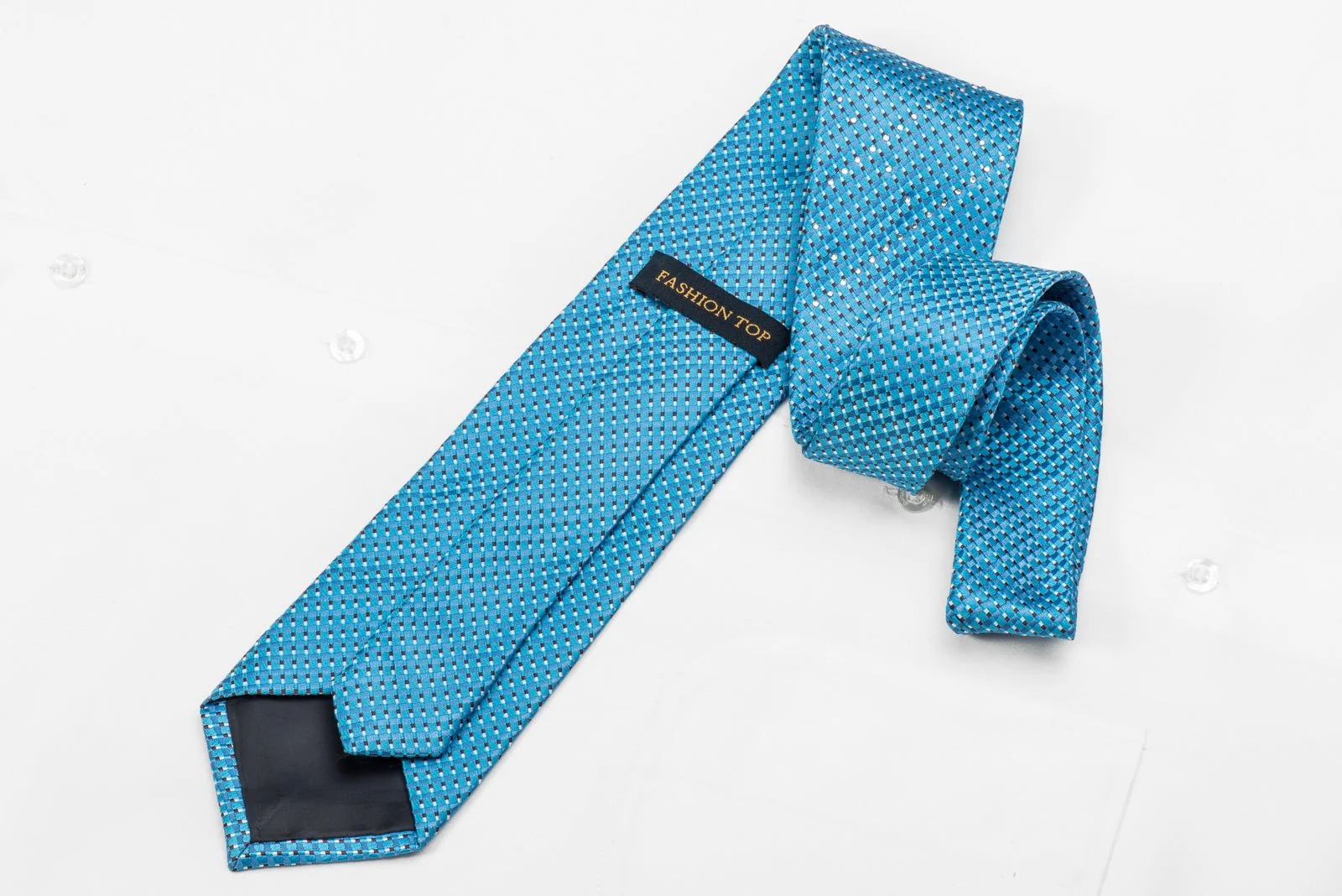 Fashiontop Men's Necktie Geometric On Blue Sparkling With Crystal Rhinestones - Image 3
