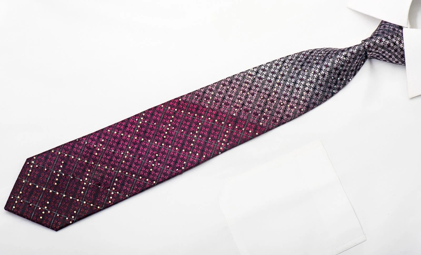 Fasion Top Rhinestone Necktie Burgundy Cartouche On Navy With Silver Sparkles - Image 4