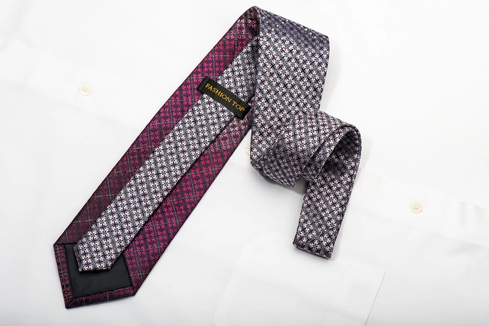 Fasion Top Rhinestone Necktie Burgundy Cartouche On Navy With Silver Sparkles - Image 5