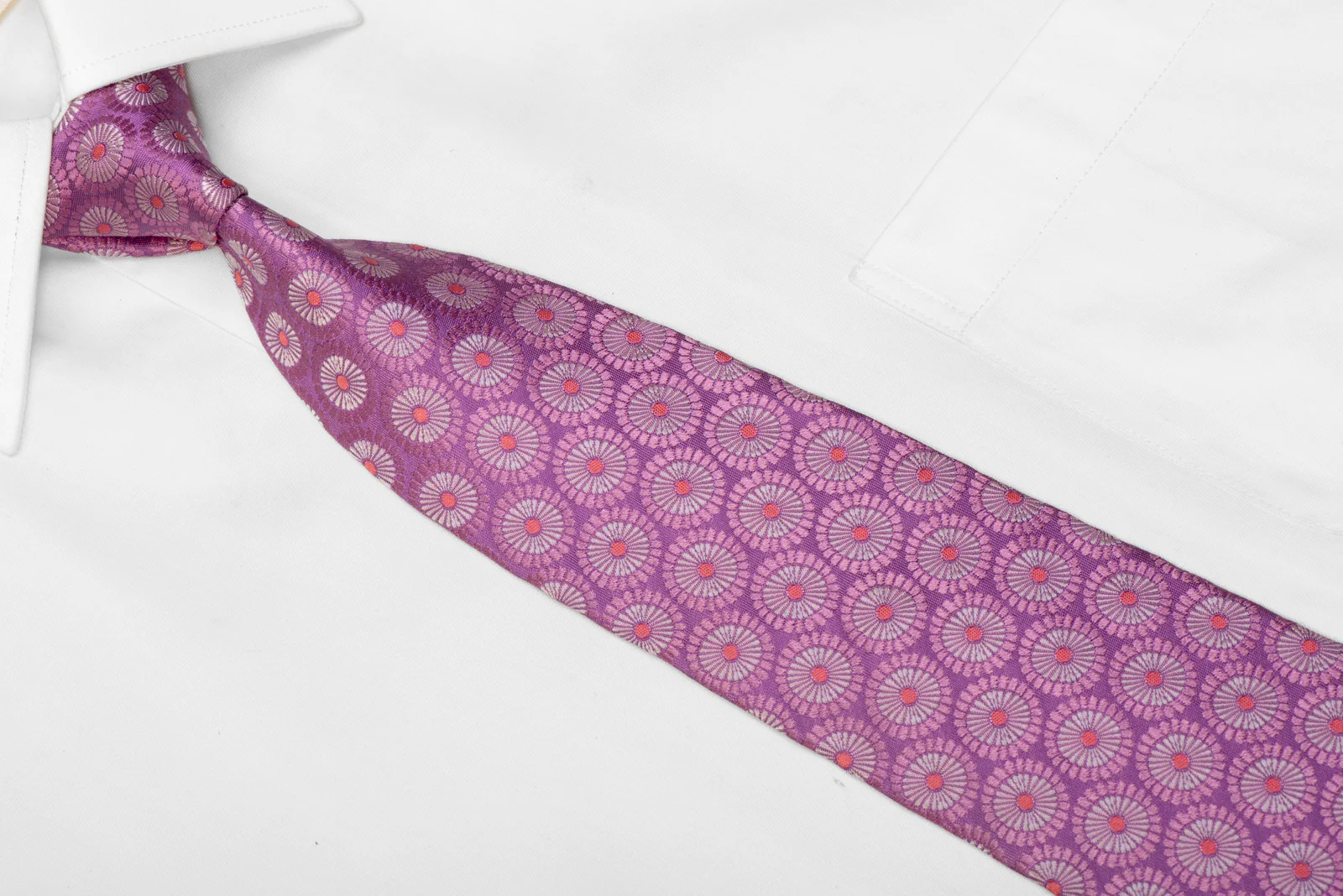 Floral On Mauve Men silk Necktie - Image 2