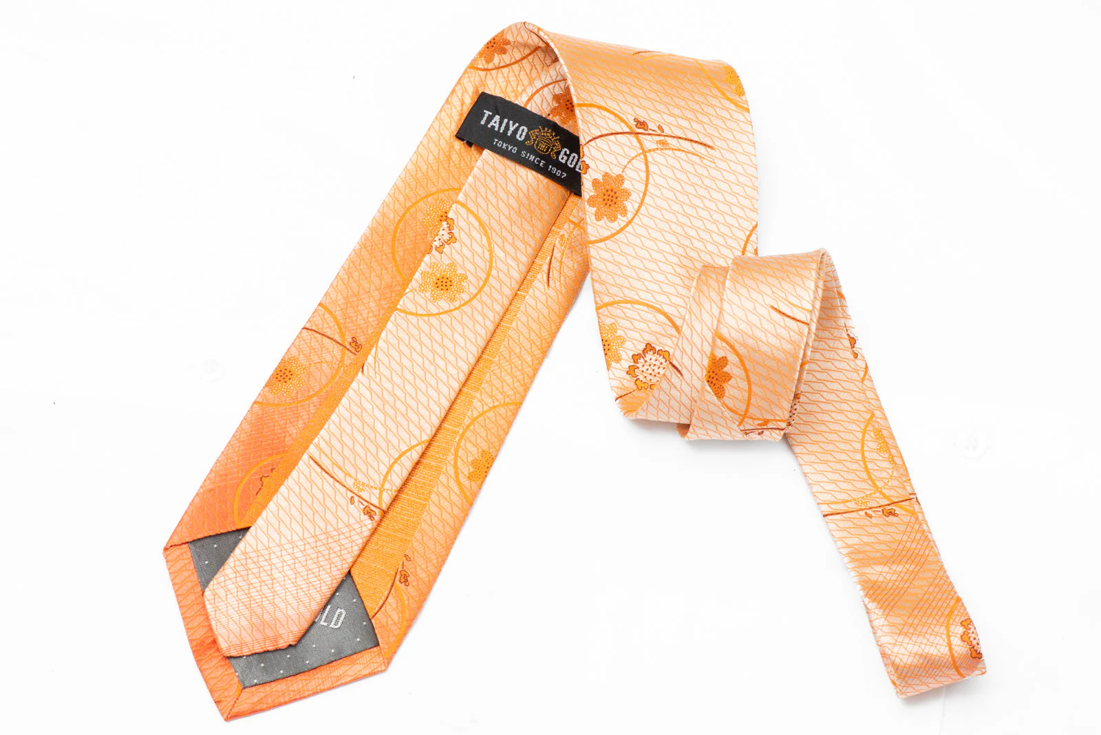 Floral On Orange Silk Tie With Silver Sparkles - Image 3