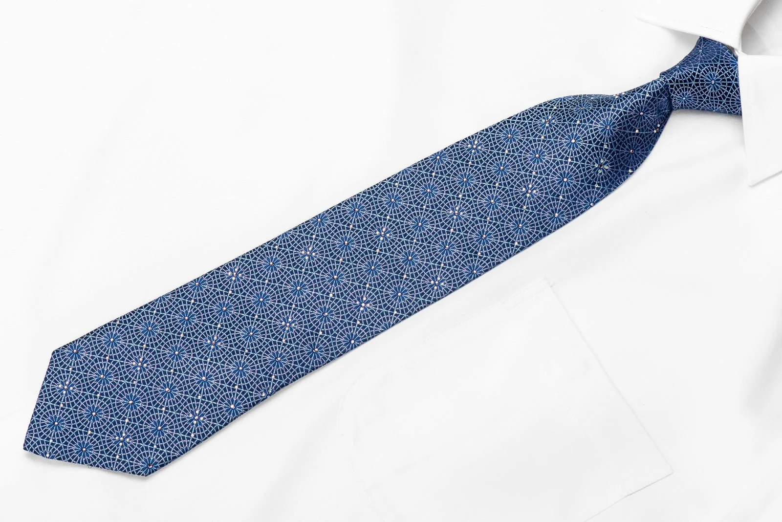 Franco Ferraro Men's Crystal Tie Arabesque Trellis On Blue With Purple Sparkles - Image 4