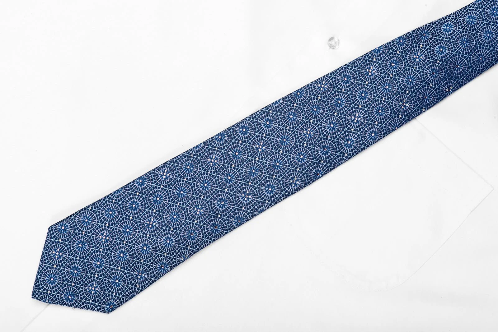 Franco Ferraro Men's Crystal Tie Arabesque Trellis On Blue With Purple Sparkles - Image 5