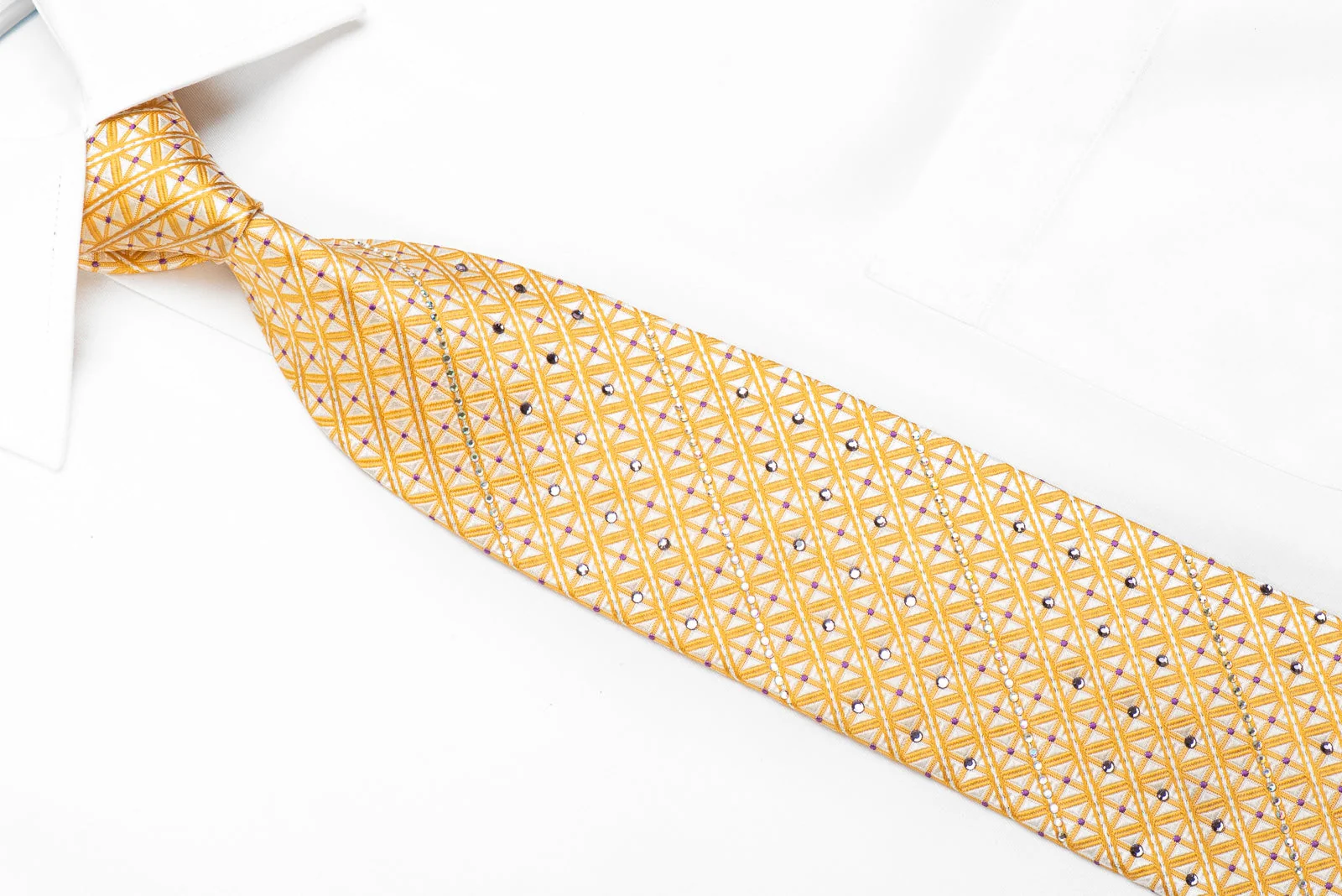 Franco Ferraro Yellow Trellis On White With Silver Sparkles - Image 5