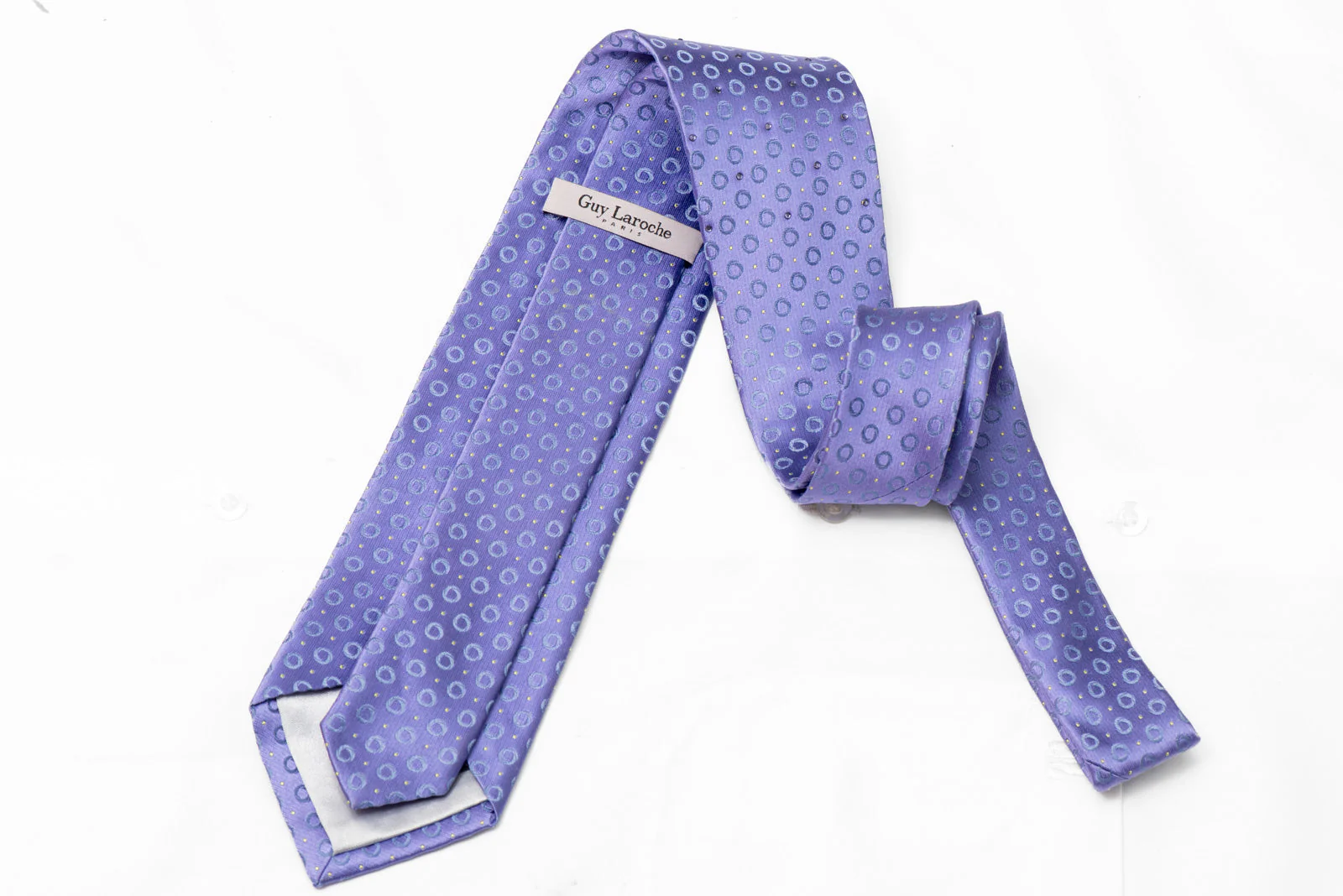 Geometric Circles On Mauve Purple Rhinestone Silk Necktie - Image 3