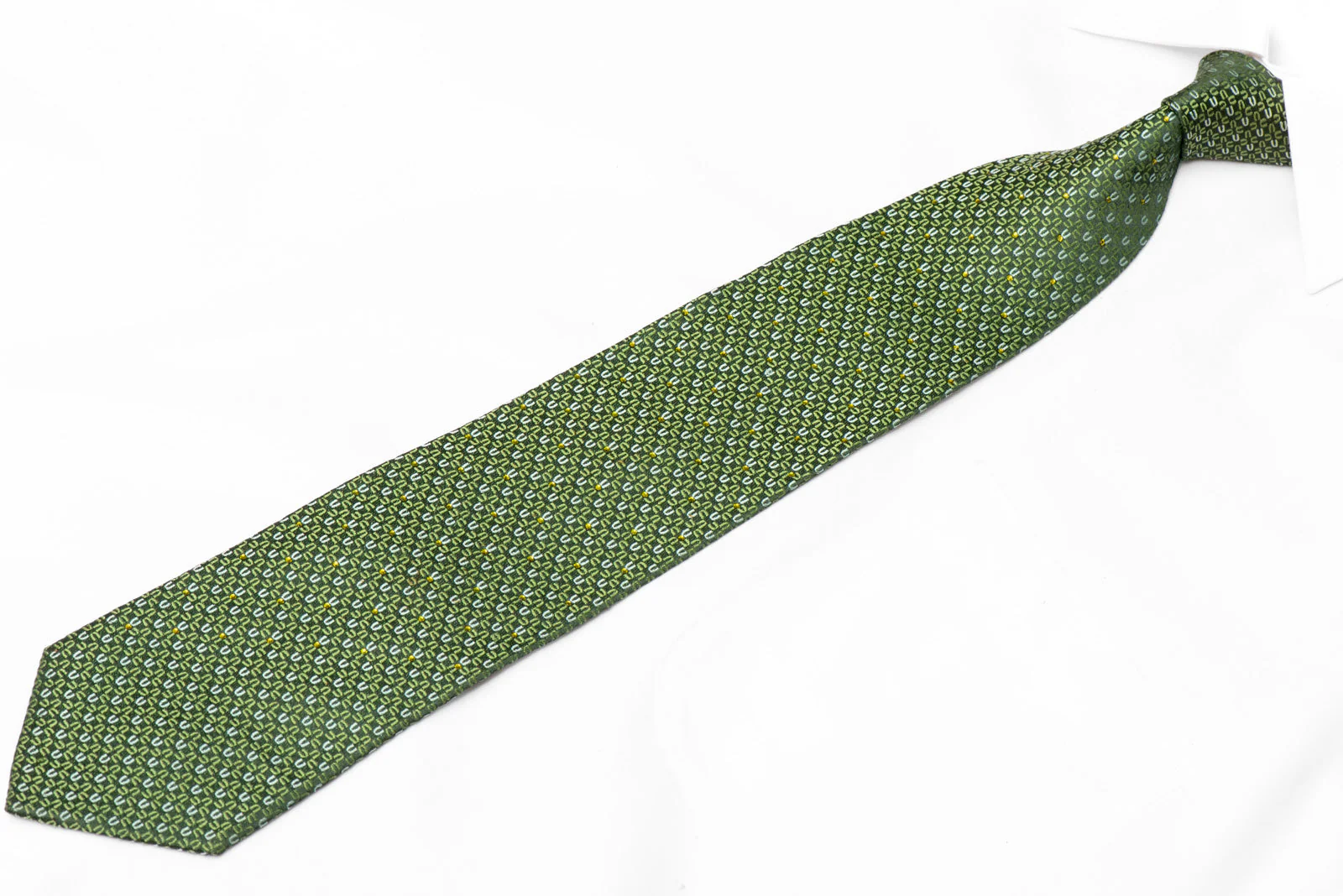 Geometric On Green Rhinestone Silk Tie - Image 2