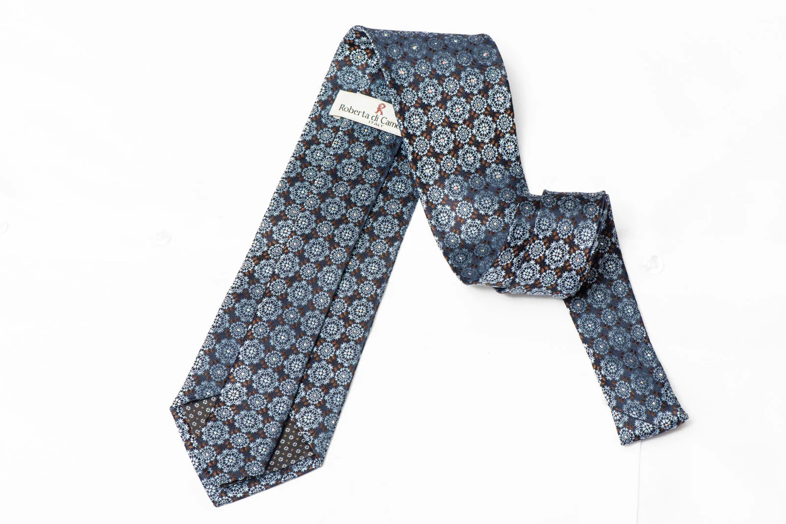 Geometric On NAvy Rhinestone Tie With Metallic Silver Sparkles - Image 3