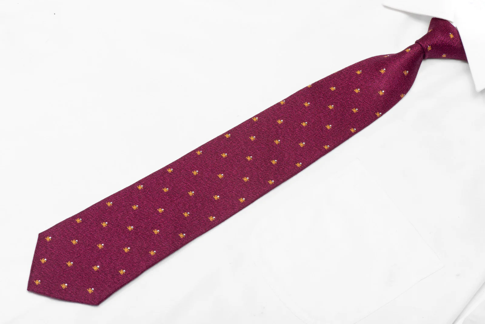 Gold Monogram On Burgundy Rhinestone Silk Necktie - Image 2